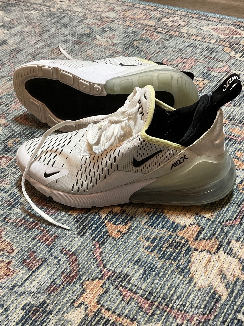 Nike White and Black Athletic Sneakers with Neon Yellow Accents - Picture 11 of 11